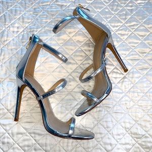 Venus Silver Metallic Strappy Heels Size 8